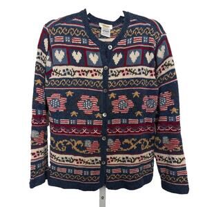 VTG Talbots Hand Knit Cardigan Americana Womens size M Granny Cottage Core